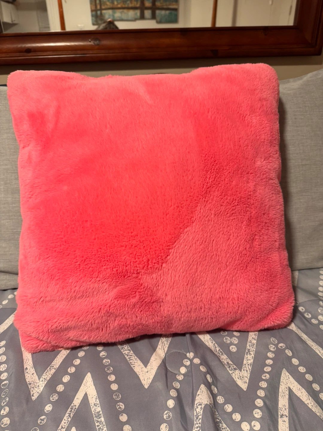 Bright Pink Faux Fur Throw Pillow