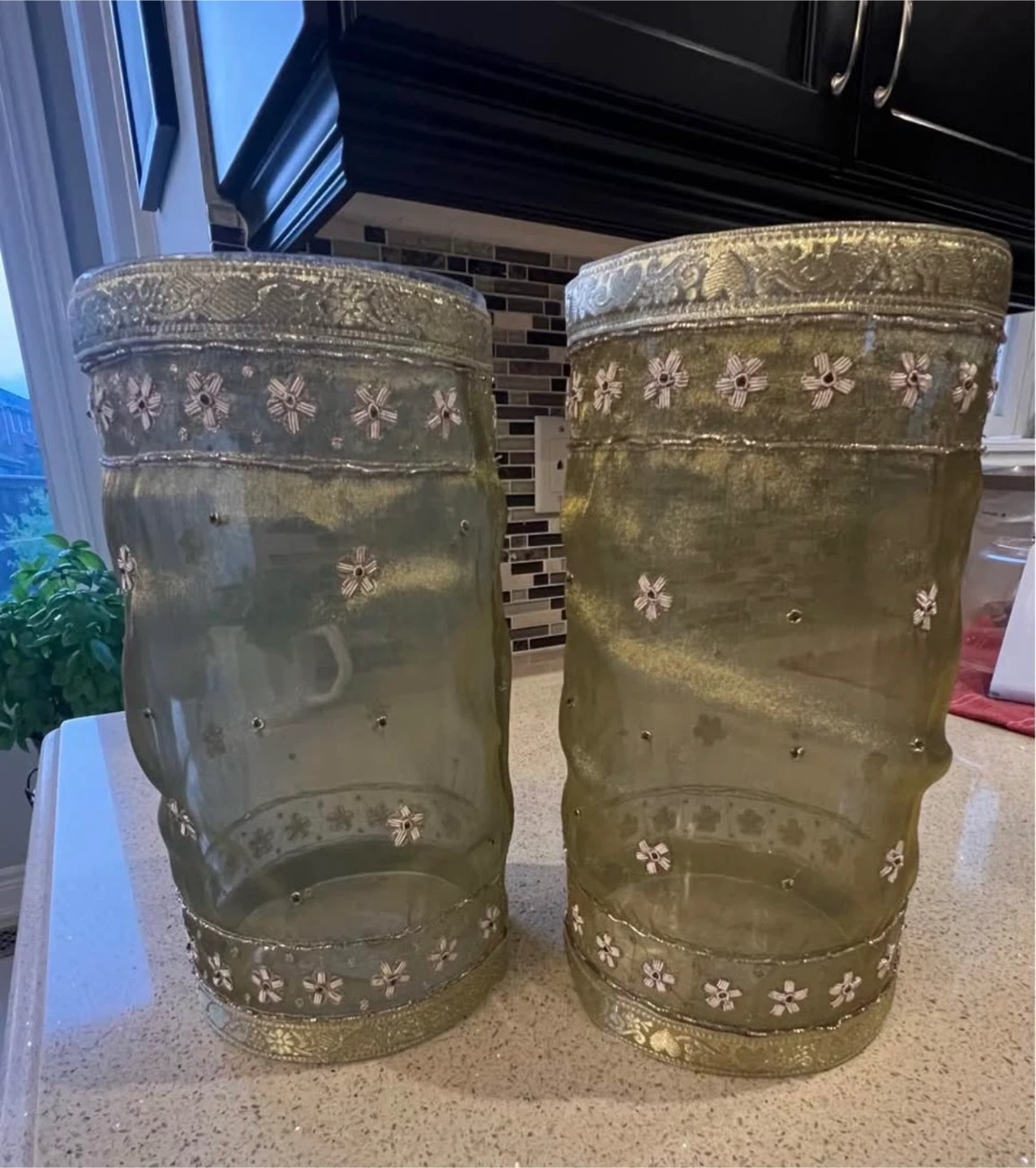 Pair of glass vases from Bowring