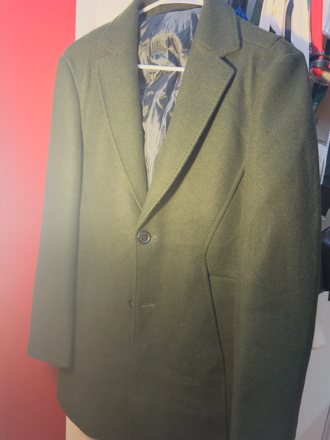 Dark Green Wool-Blend Overcoat