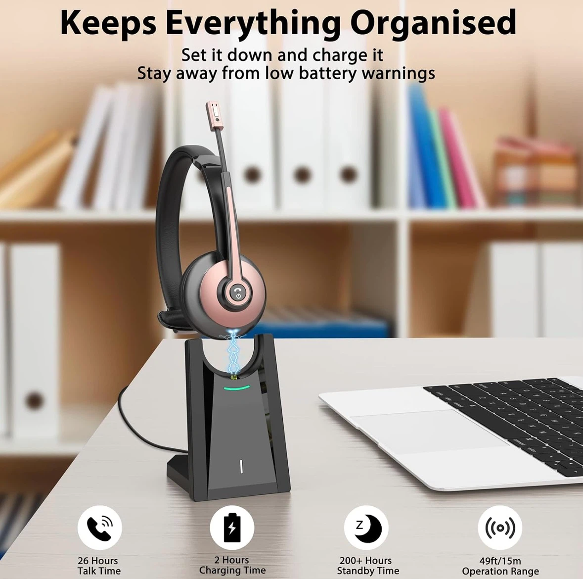 Earbay Wireless Bluetooth Headset with Charging Base - photo 2