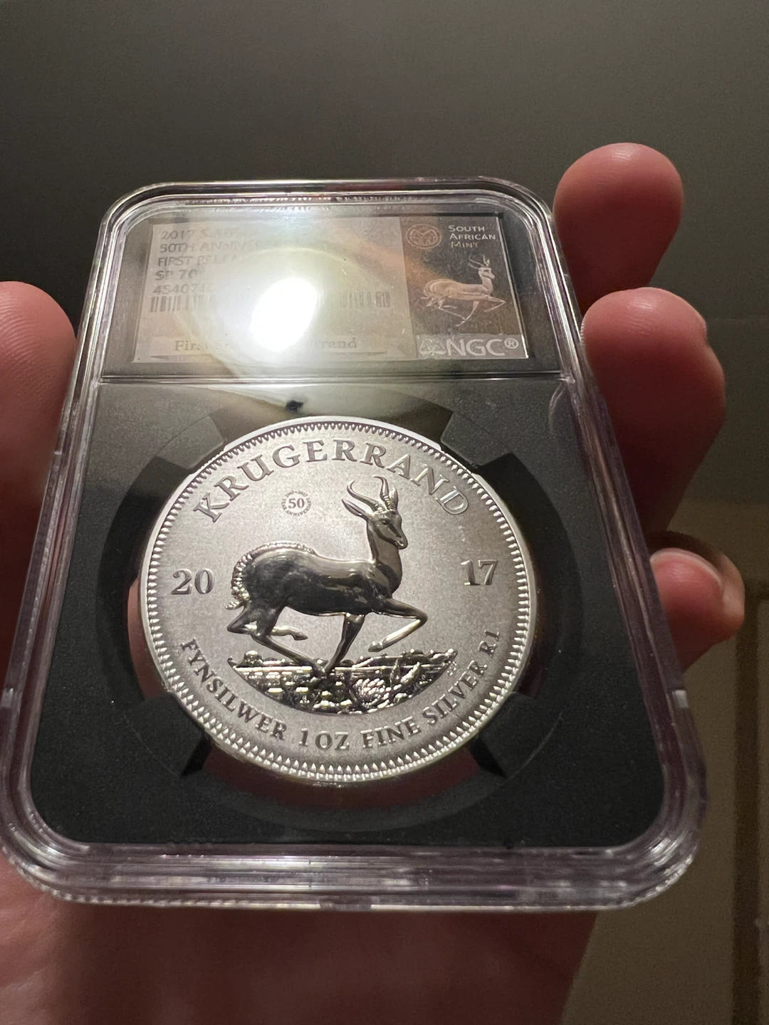 2017 1oz silver krugerrand first release specimen 70 coin - photo 3