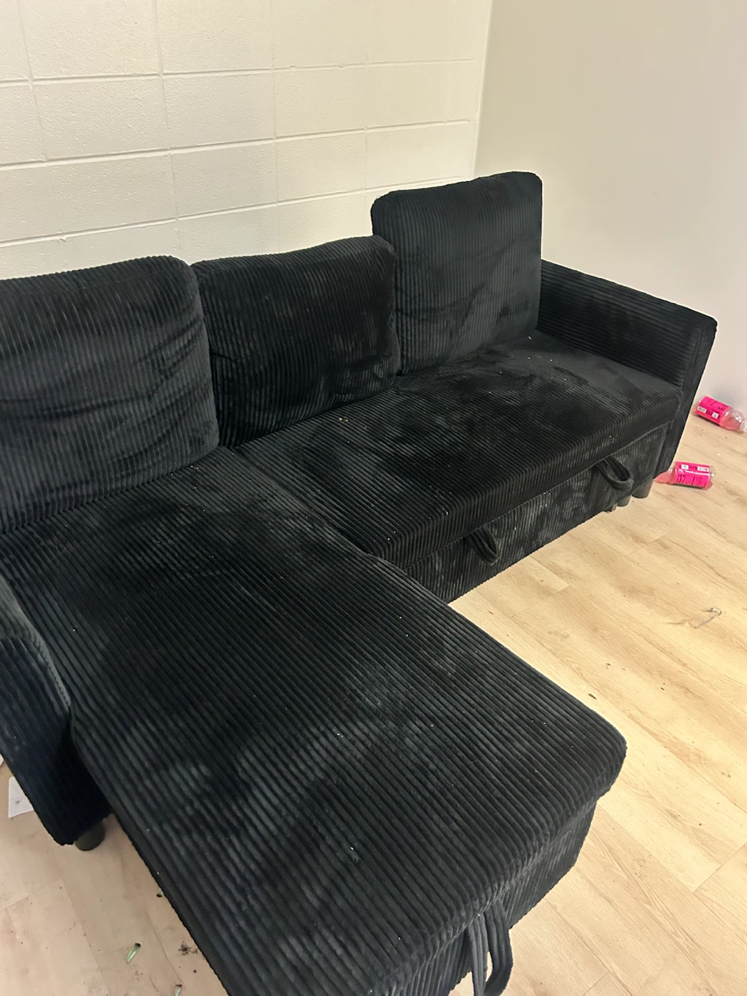 Black Corduroy Sleeper Sofa - photo 2