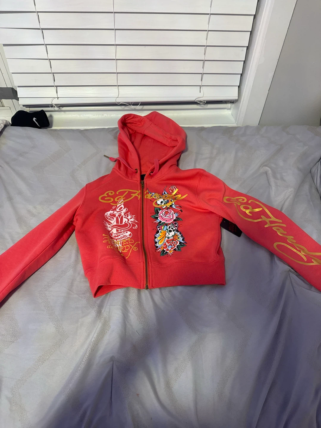 Ed Hardy Zip-Up Hoodie Red Size M