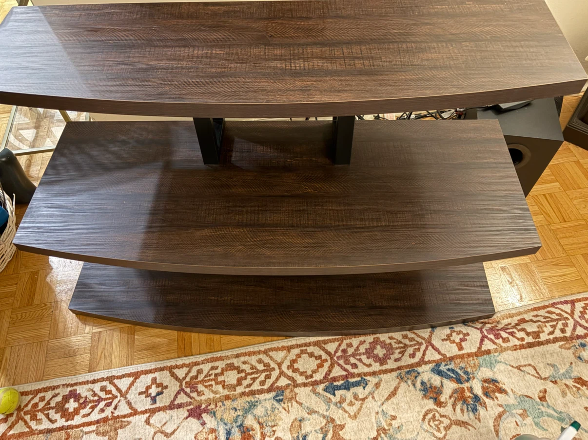 Three-Tier Wood Grain TV Stand - photo 2