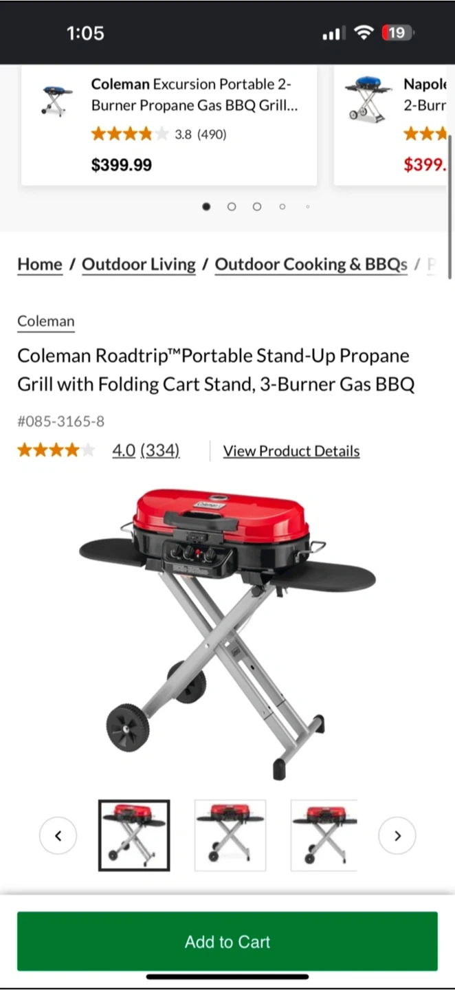 Coleman RoadTrip 285 Portable Propane Grill - Red