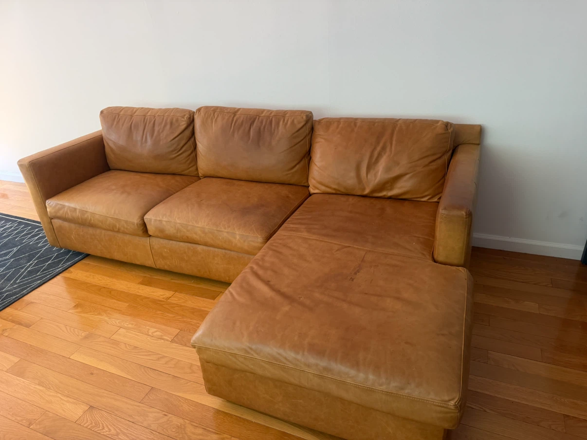 Selling Crate & Barrel Barrett II Leather Sectional Sofa - photo 3