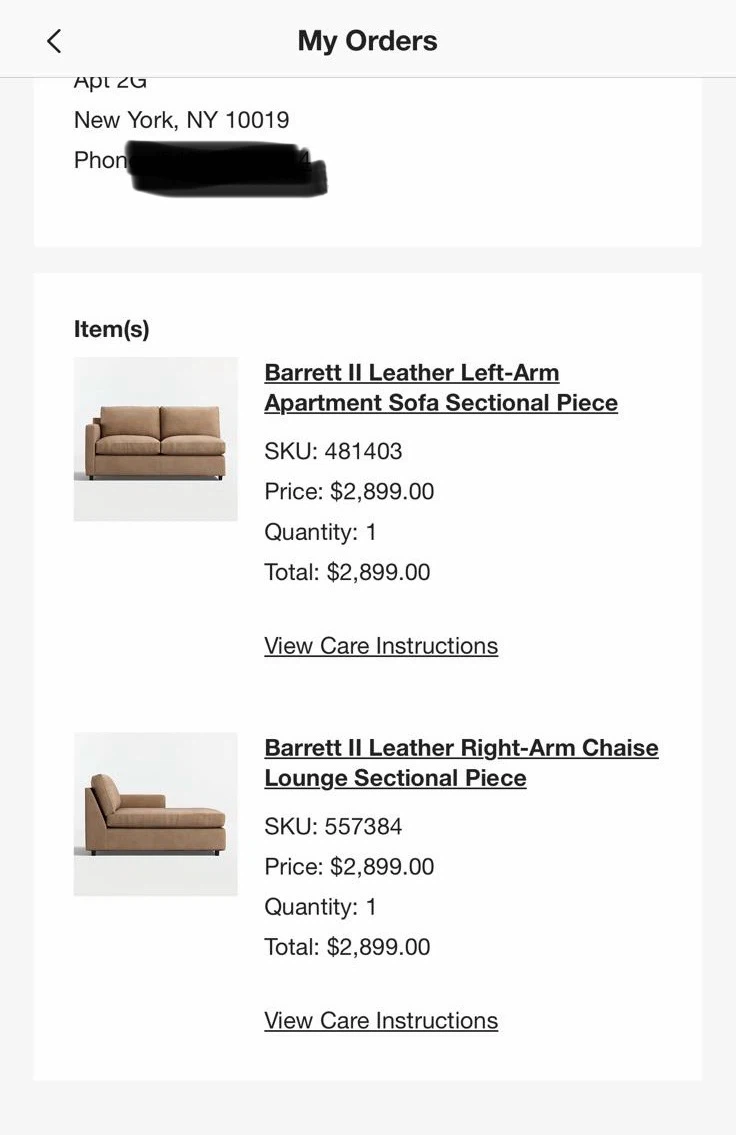 Selling Crate & Barrel Barrett II Leather Sectional Sofa - photo 4