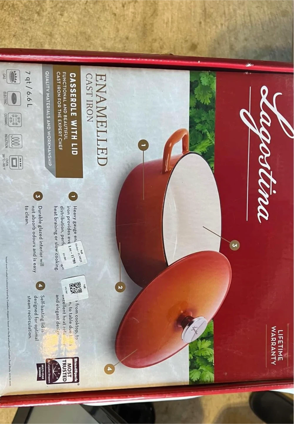 Lagostina Enamelled Cast Iron Casserole, 7 qt
