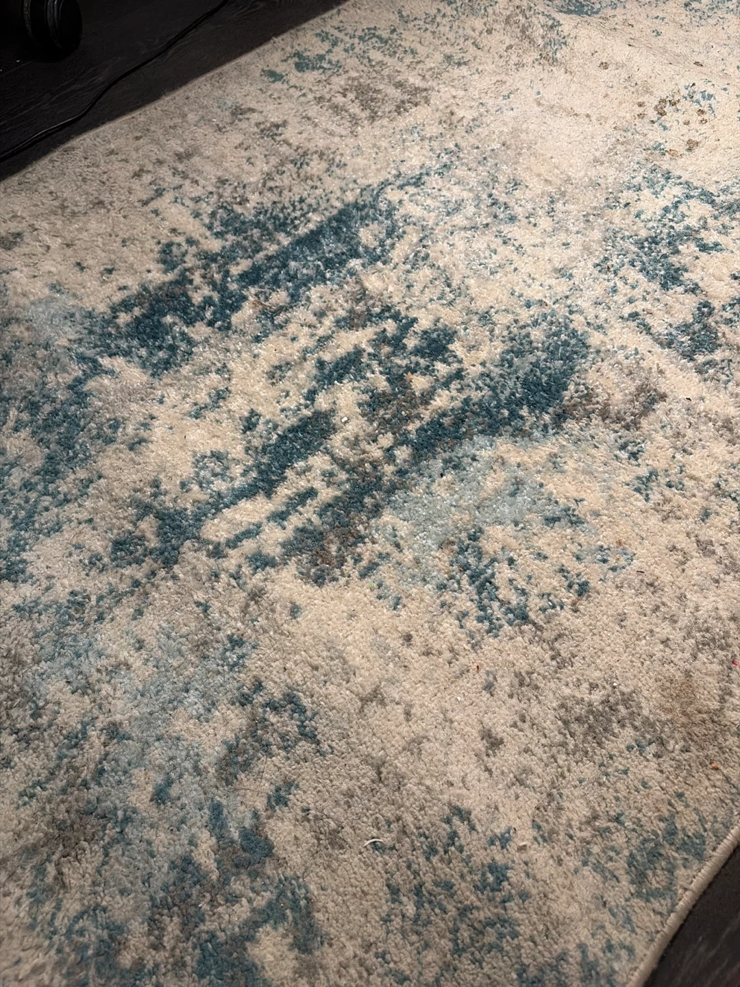 Abstract Blue and Cream Area Rug - photo 2