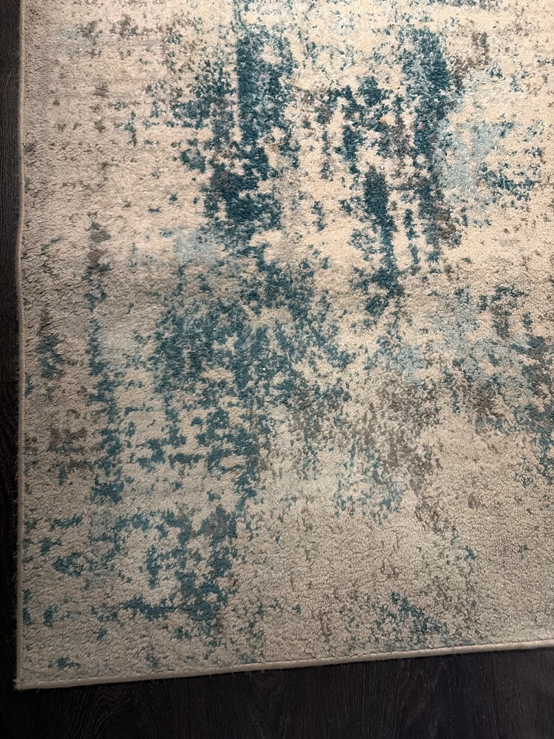 Abstract Blue and Cream Area Rug - photo 3