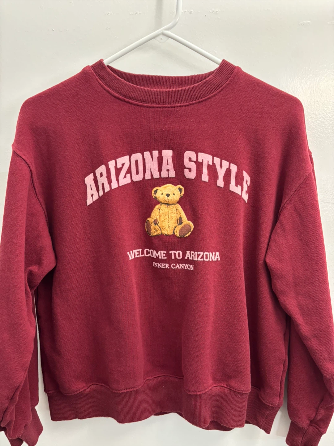 Zara Burgundy Arizona Style Teddy Bear Sweatshirt