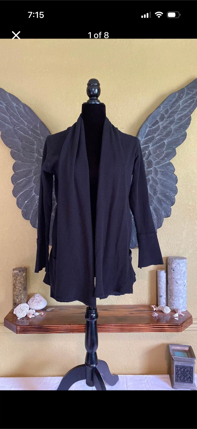 Gaiam Waffle Knit Open Cardigan Sweater