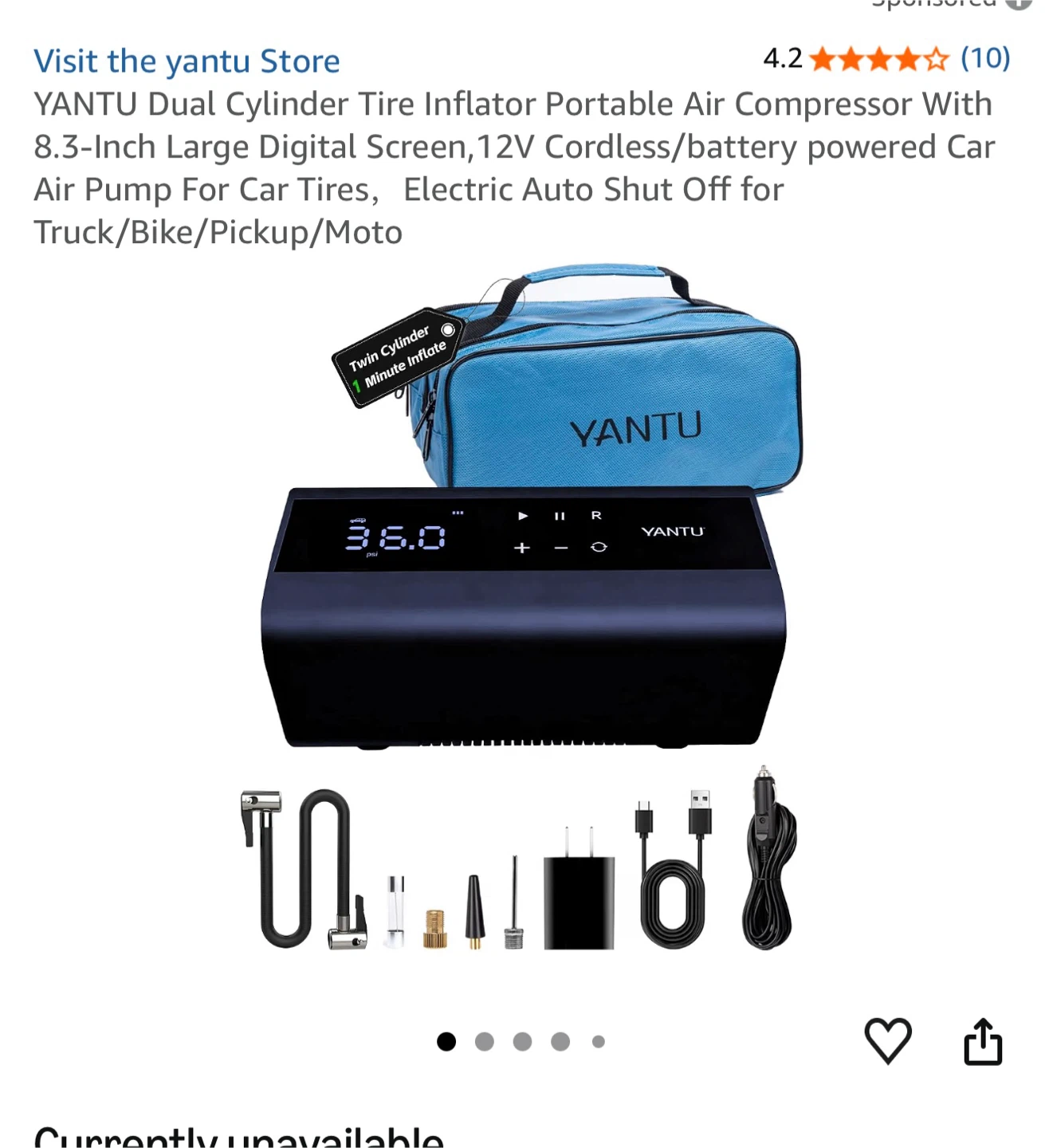 YANTU A22 Dual Cylinder Tire Inflator
