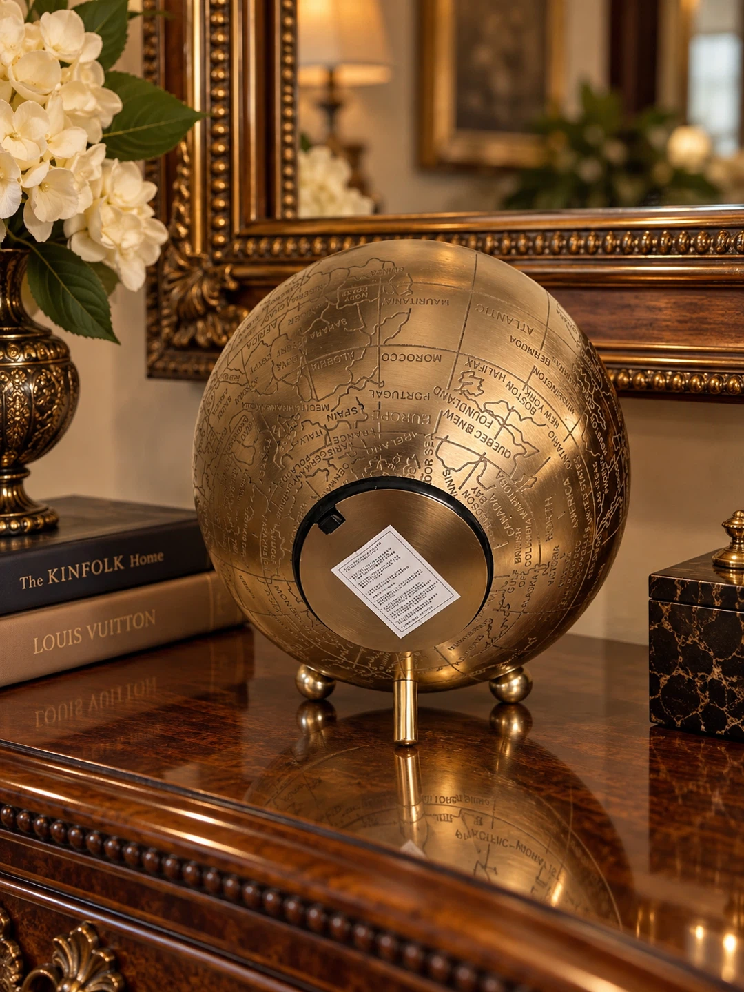 Big Ben London gold world map desk clock - photo 3