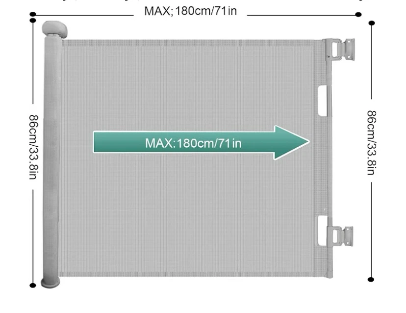 New Retractable Baby Gate 33"x71" Grey - photo 2
