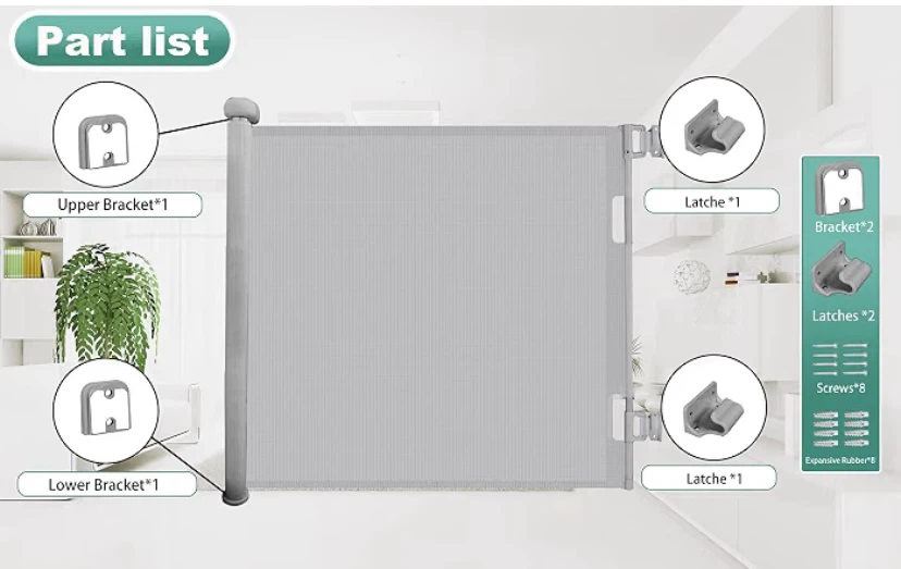 New Retractable Baby Gate 33"x71" Grey - photo 3