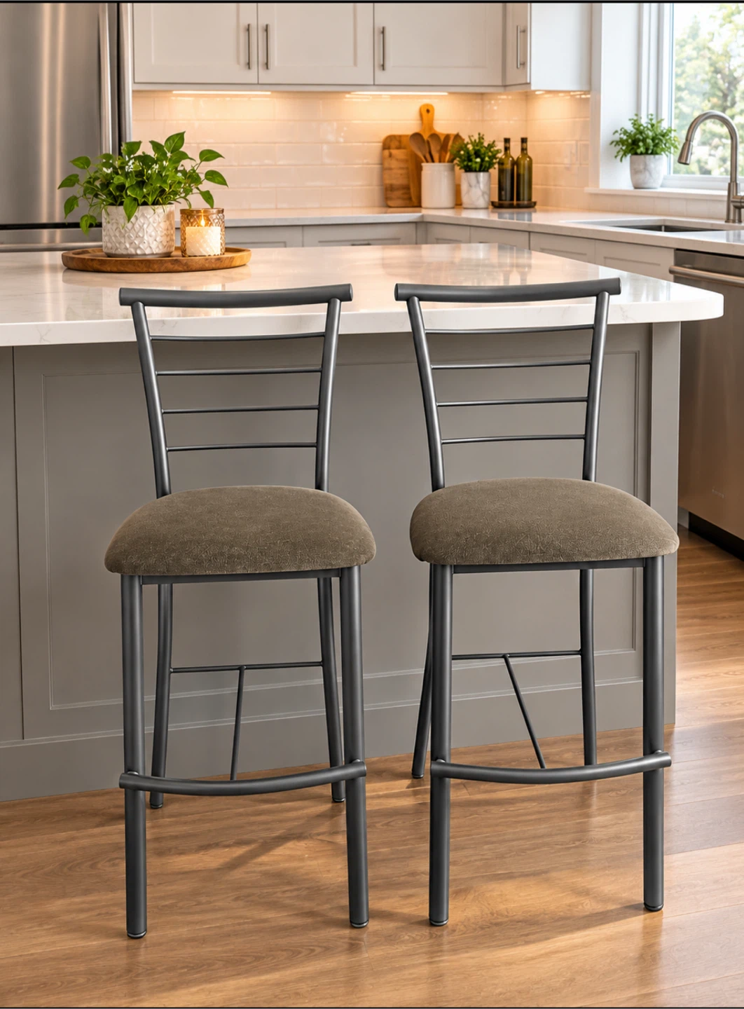 Two Bar Stools with Backrest