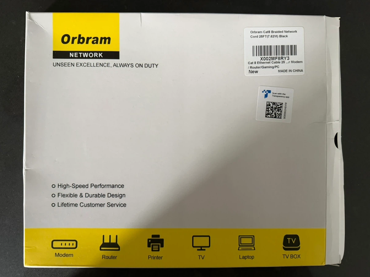 Ethernet Cable 25ft Orbram Cat8 Braided - photo 4