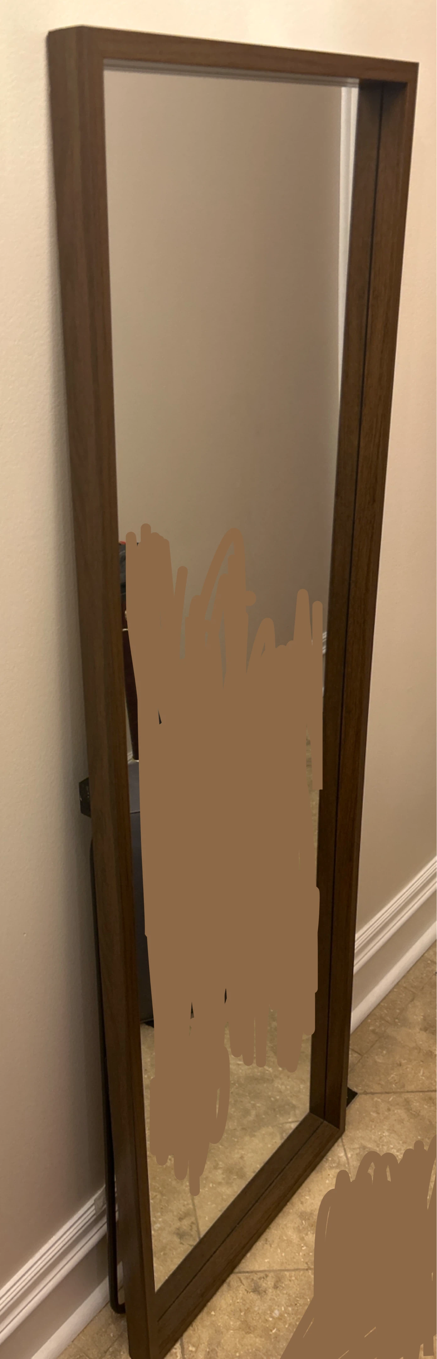Full-Length Floor Mirror with Wood look Frame