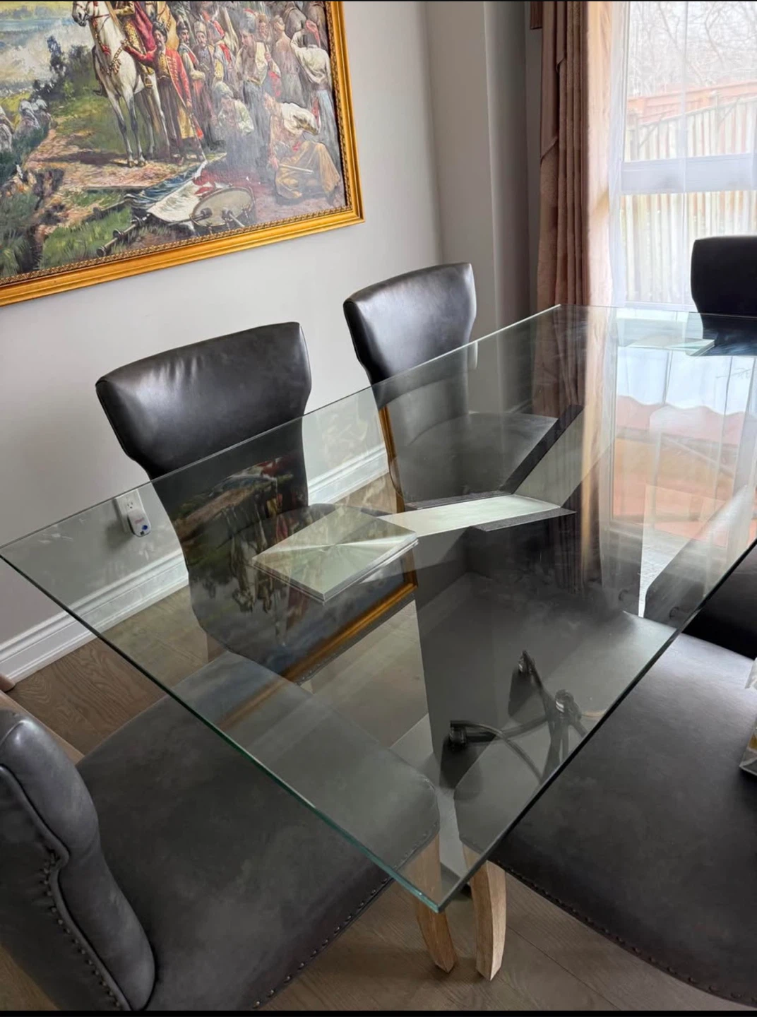 Modern glass dining table 71x39 inches
