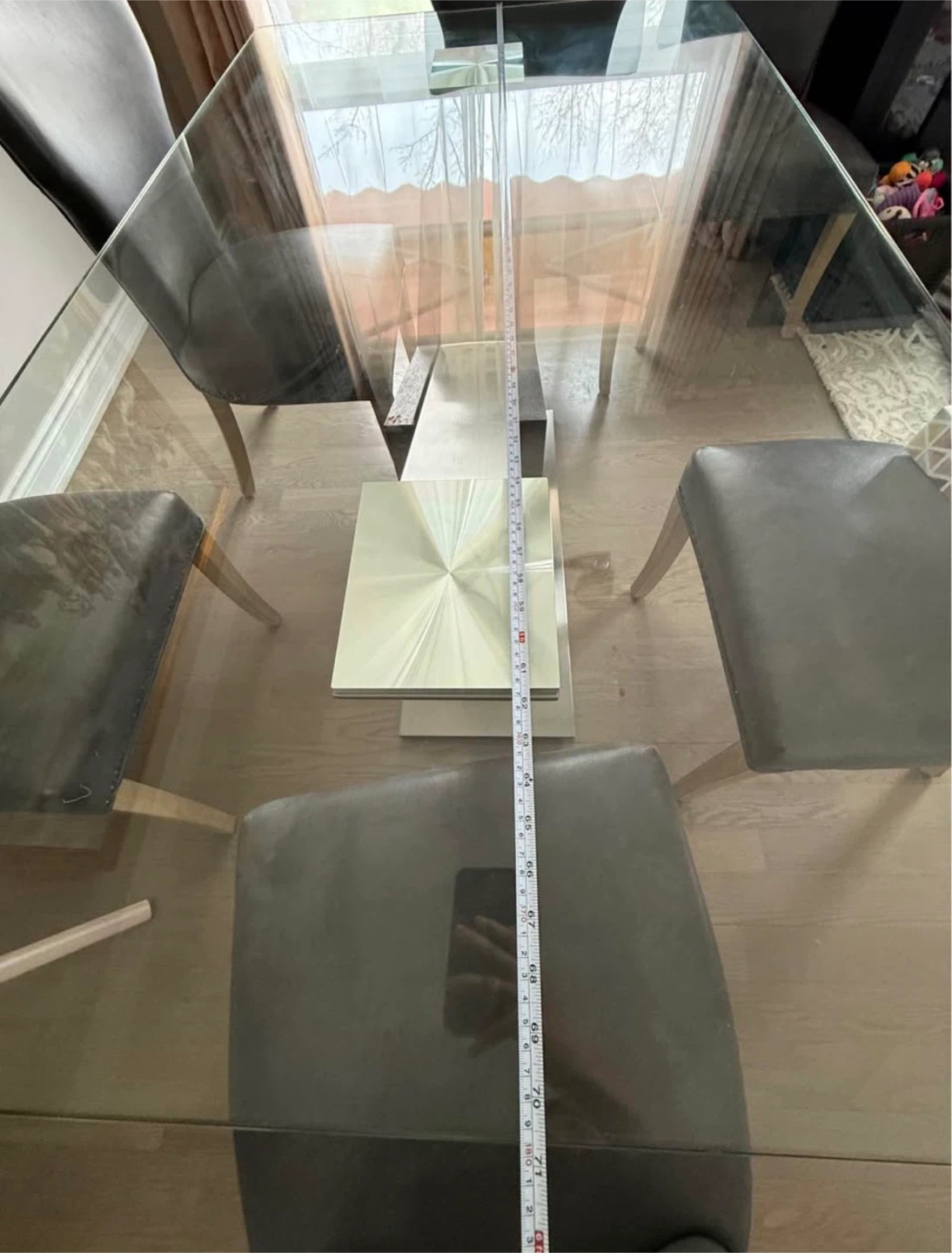 Modern glass dining table 71x39 inches - photo 2