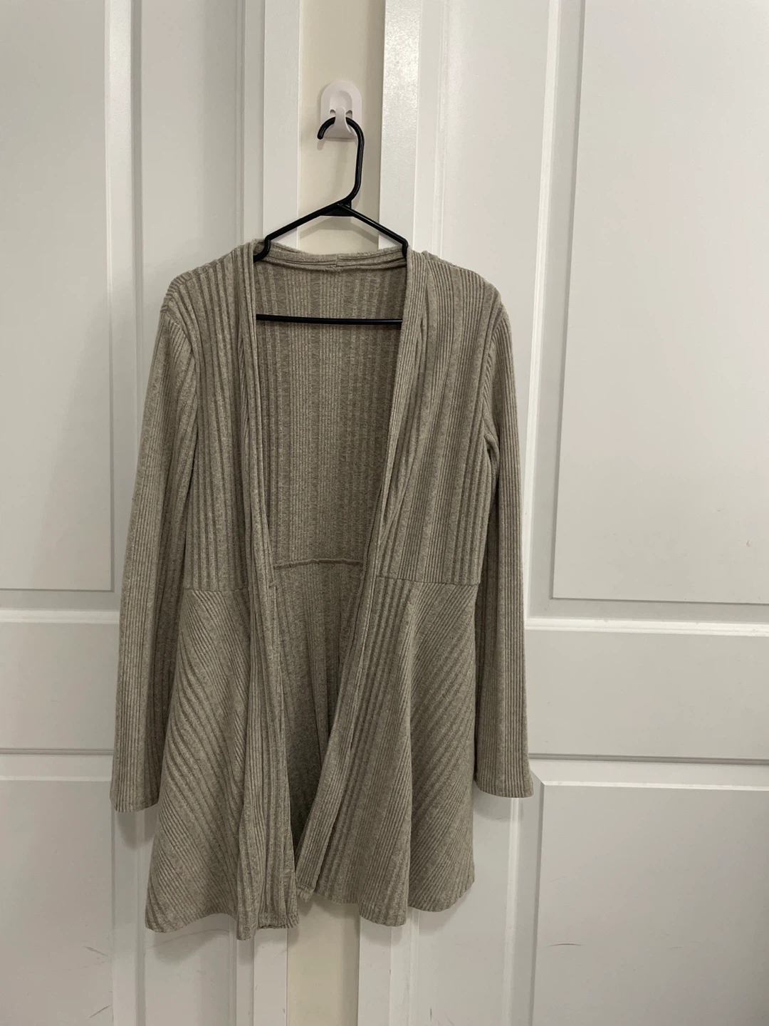Tan Ribbed Knit Cardigan