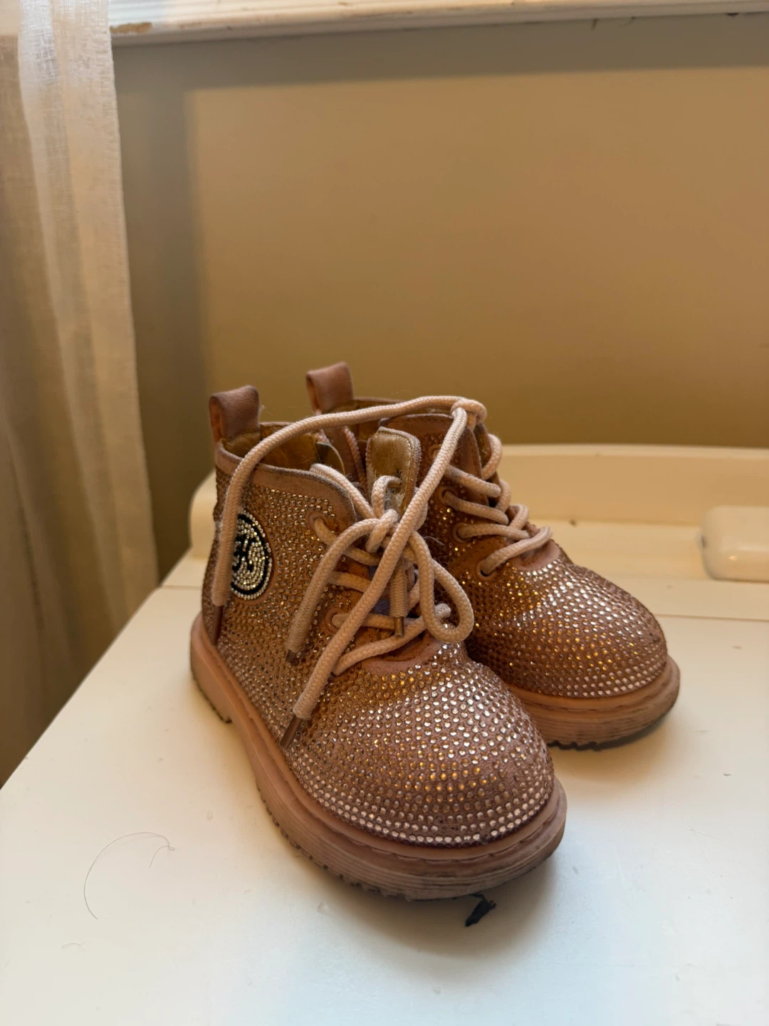 Kardashian Kids Rose Gold Rhinestone Boots size 23 - photo 2