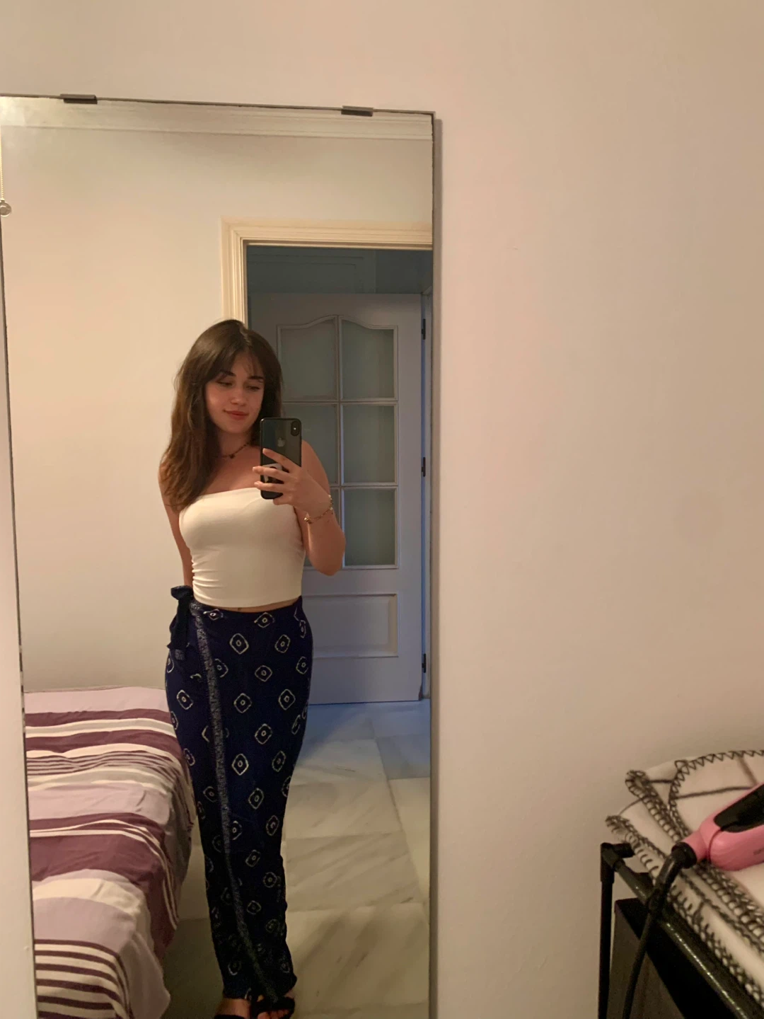 Blue Patterned Wrap Pants Xs