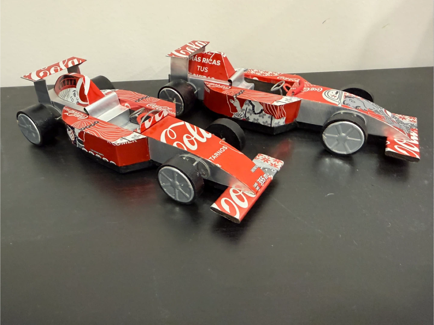 Set of 2 Handmade Coca-Cola Can Race Cars