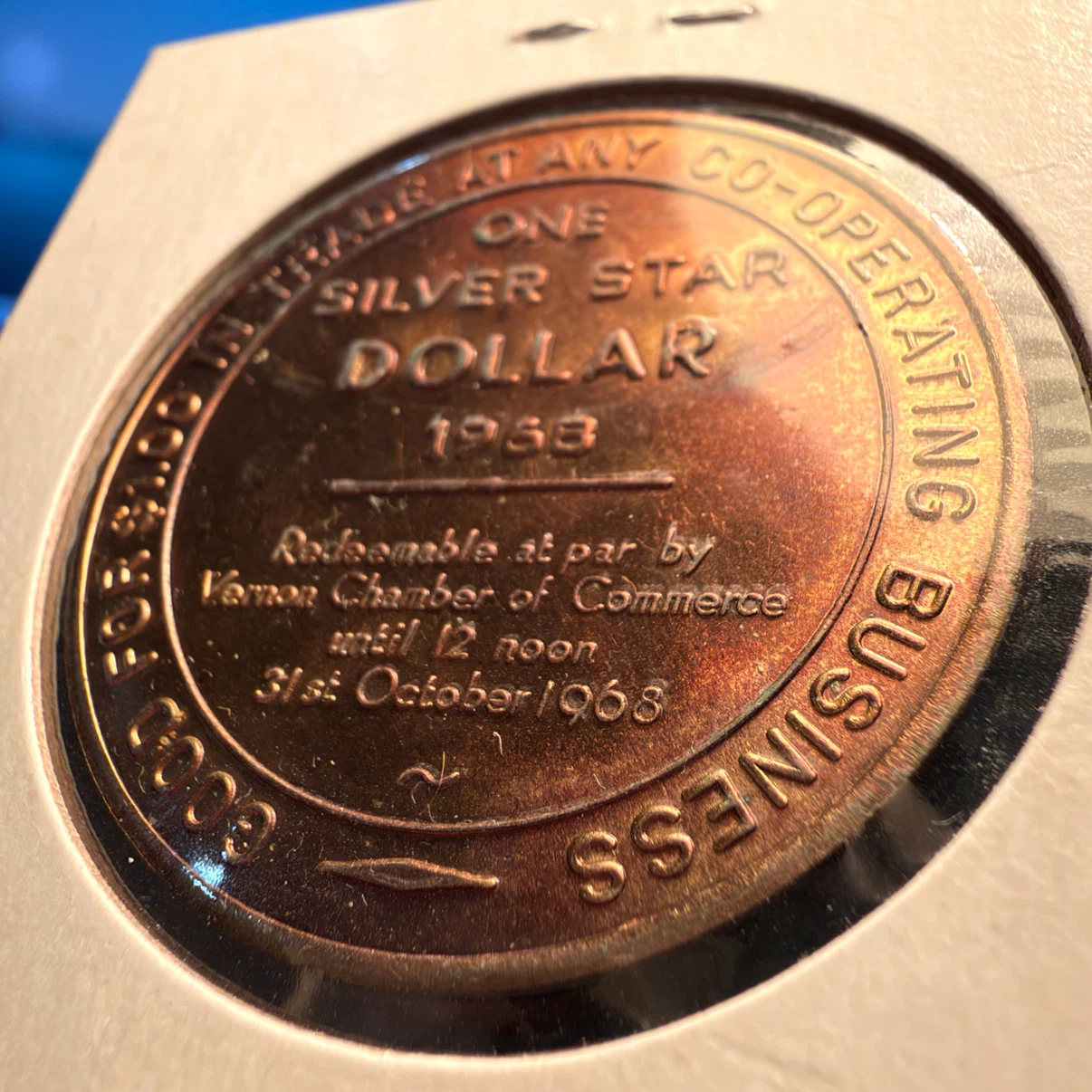 1968 Vernon British Columbia Silver Star Dollar Token - photo 4
