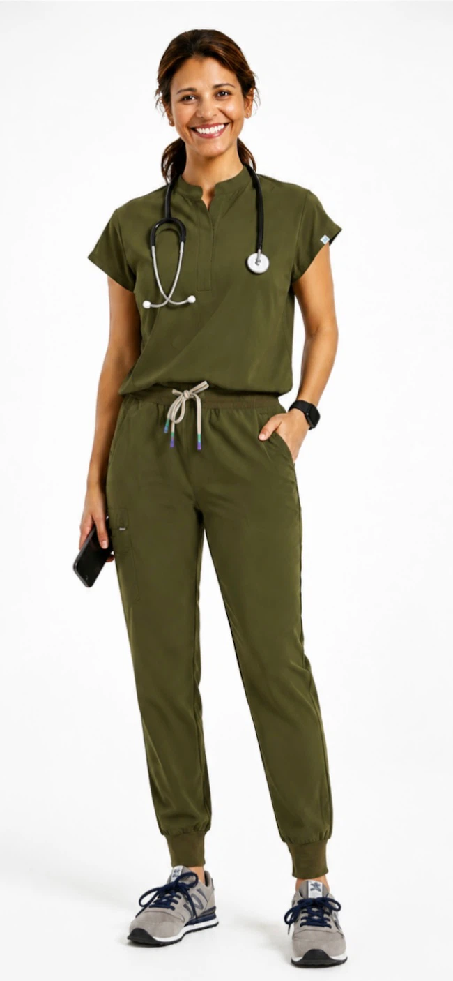 Olive Green Women's Scrub Set