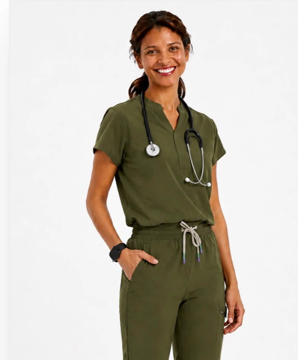 Olive Green Women's Scrub Set - photo 2