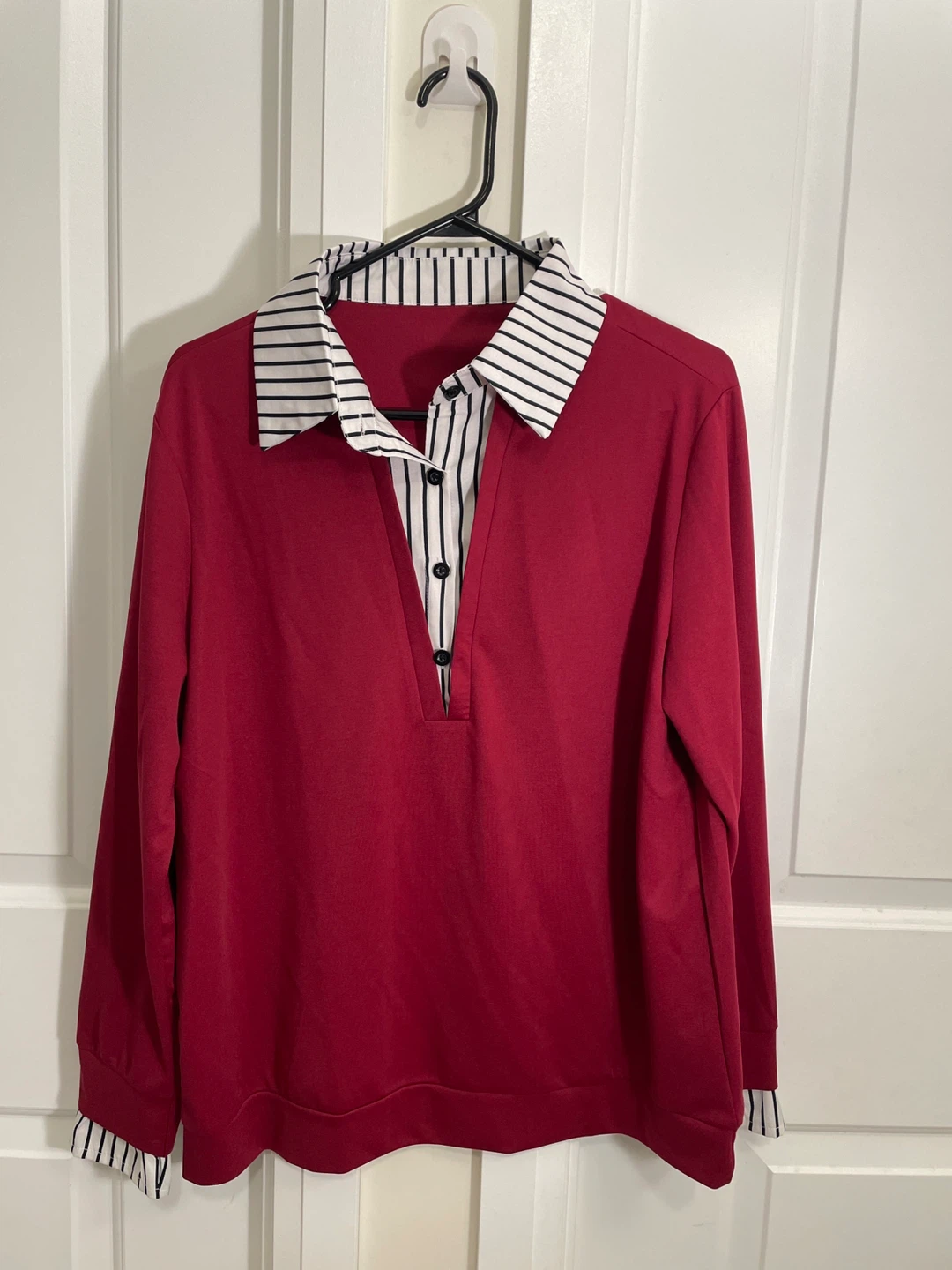 Red Long Sleeve Collared Shirt