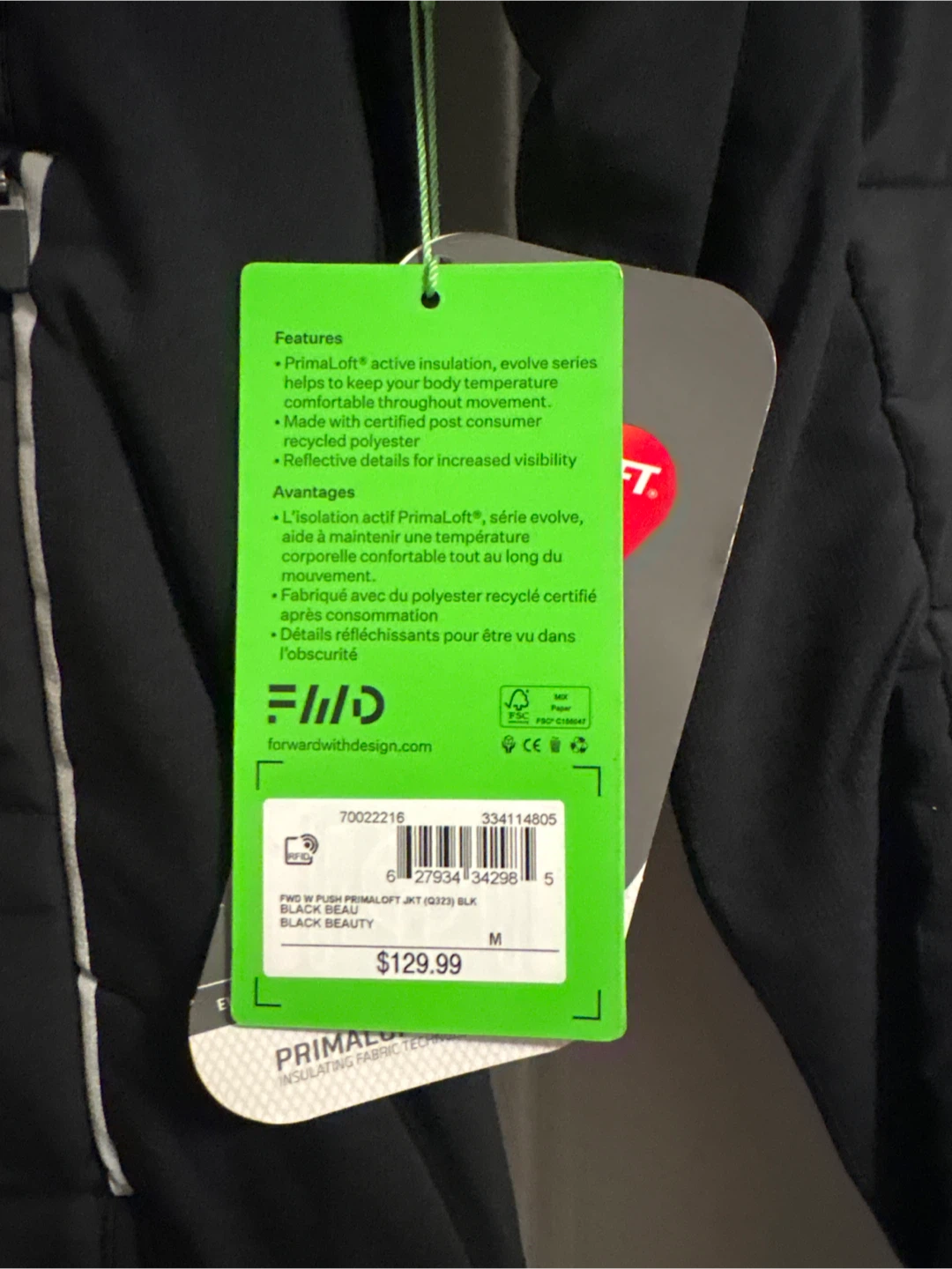 Brand New FWD Women's Primaloft Insulated Jacket Black - photo 2