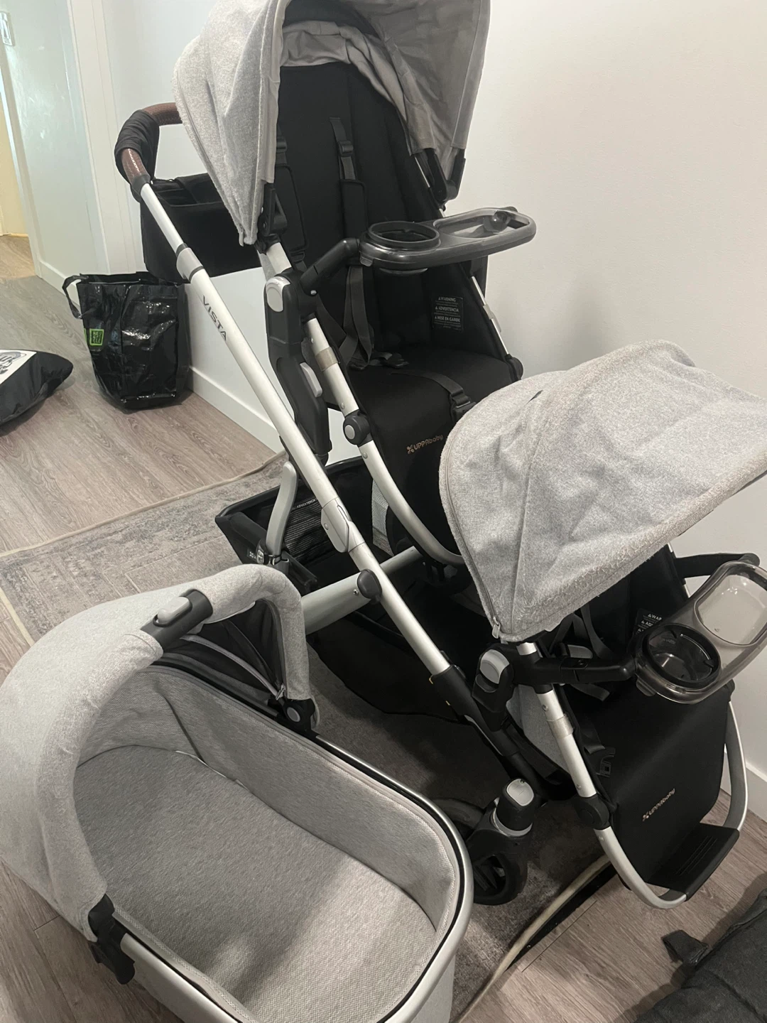 UPPAbaby Vista V2 Double Stroller with Bassinet & Accessories