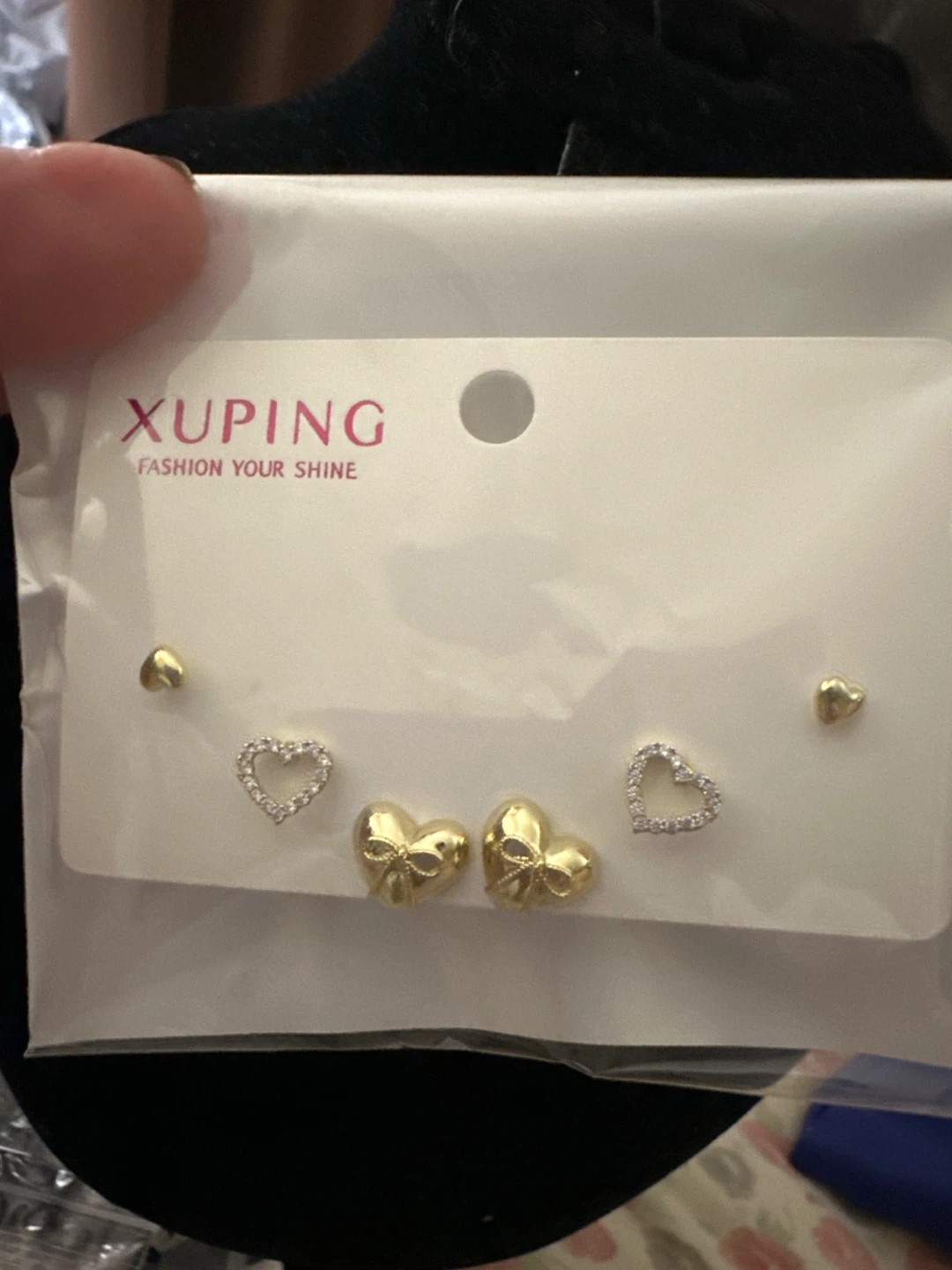 14k gold tone laminated Heart Earring Set