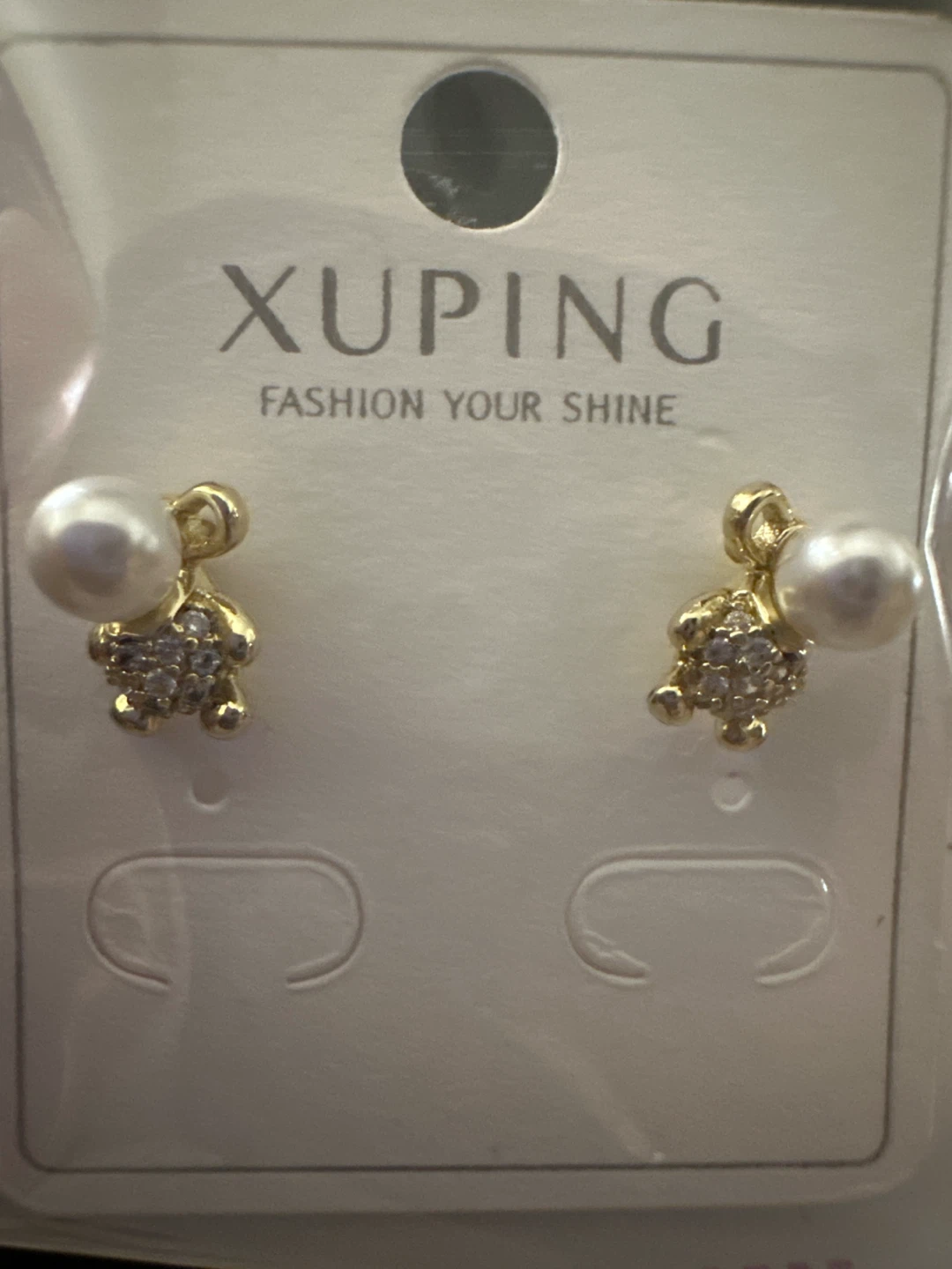 14 k gold laminated Bear Pearl Earrings