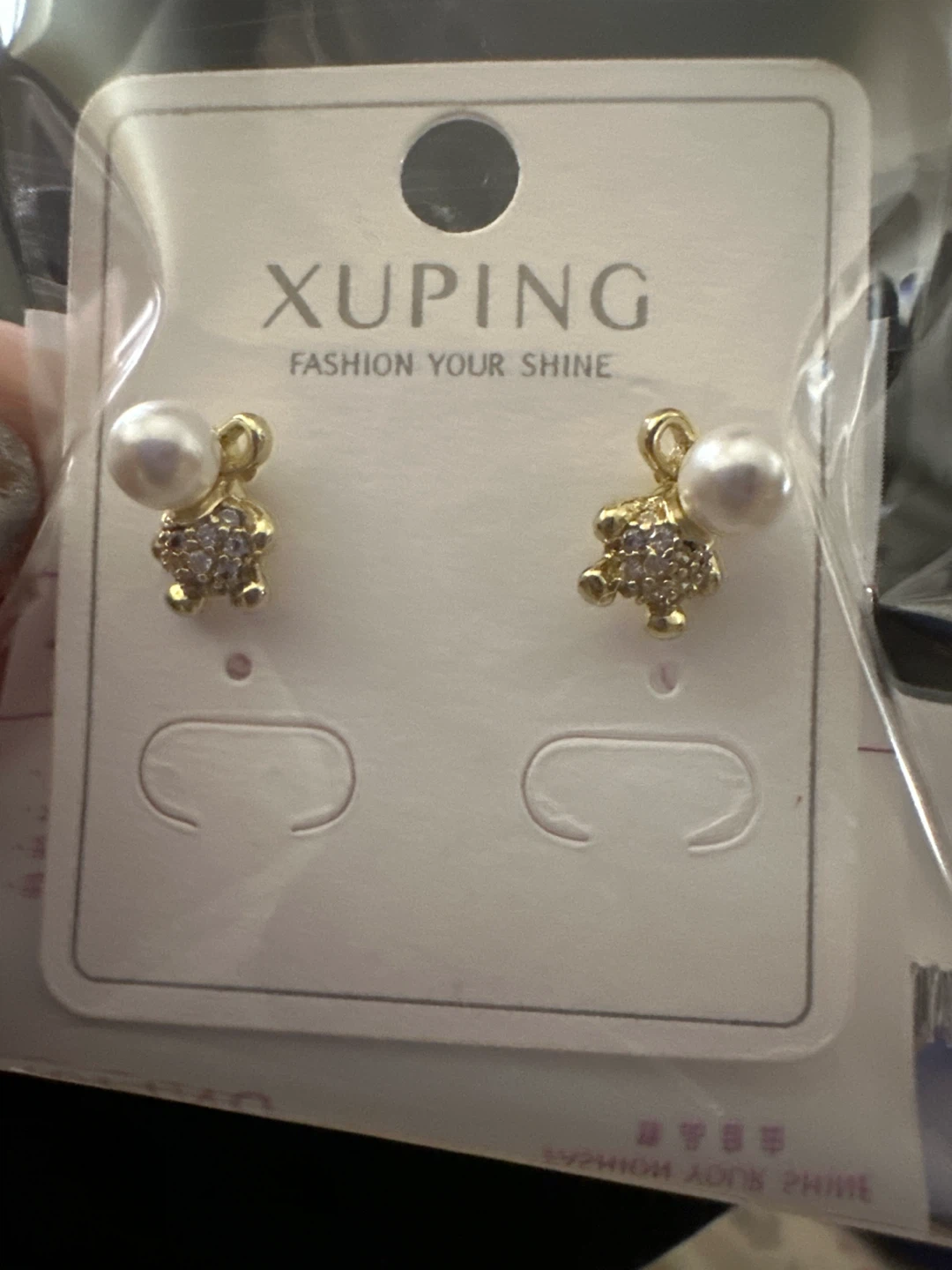 14 k gold laminated Bear Pearl Earrings - photo 2