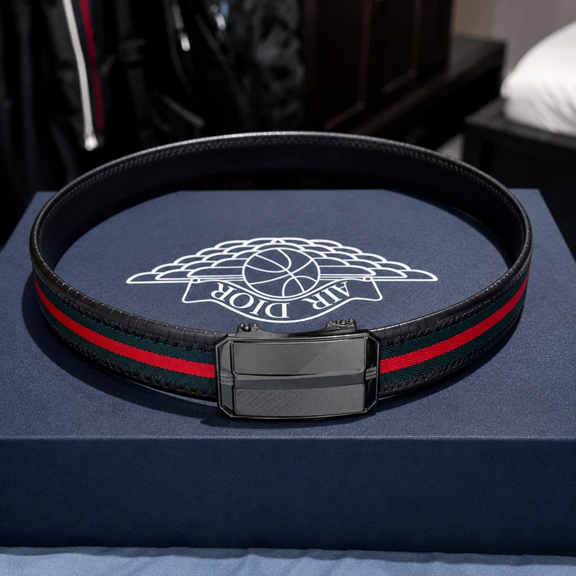 Unbranded Belt with Red and Green Stripe Detail