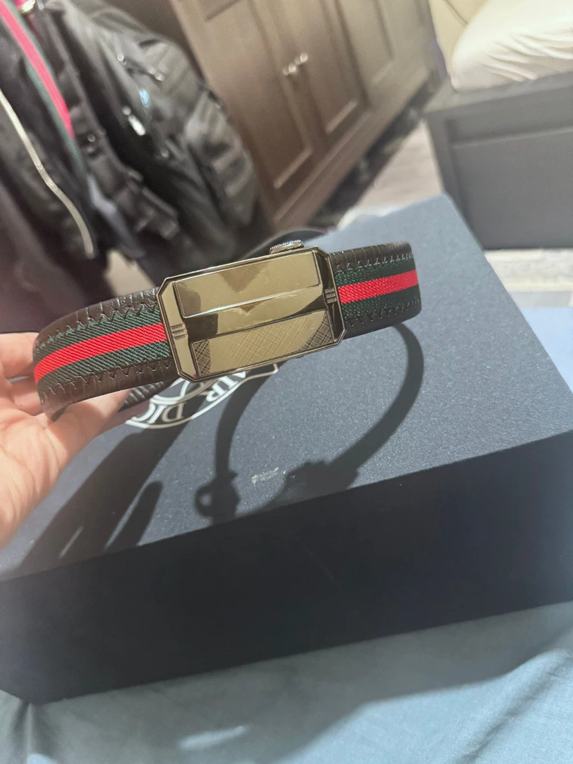 Unbranded Belt with Red and Green Stripe Detail - photo 2