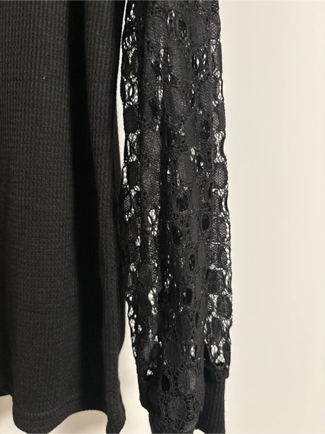 Brand New XL Black long-sleeve top with lace sleeves - photo 3