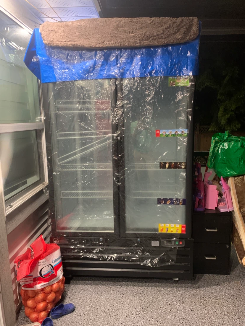 Efi double door glass display fridge