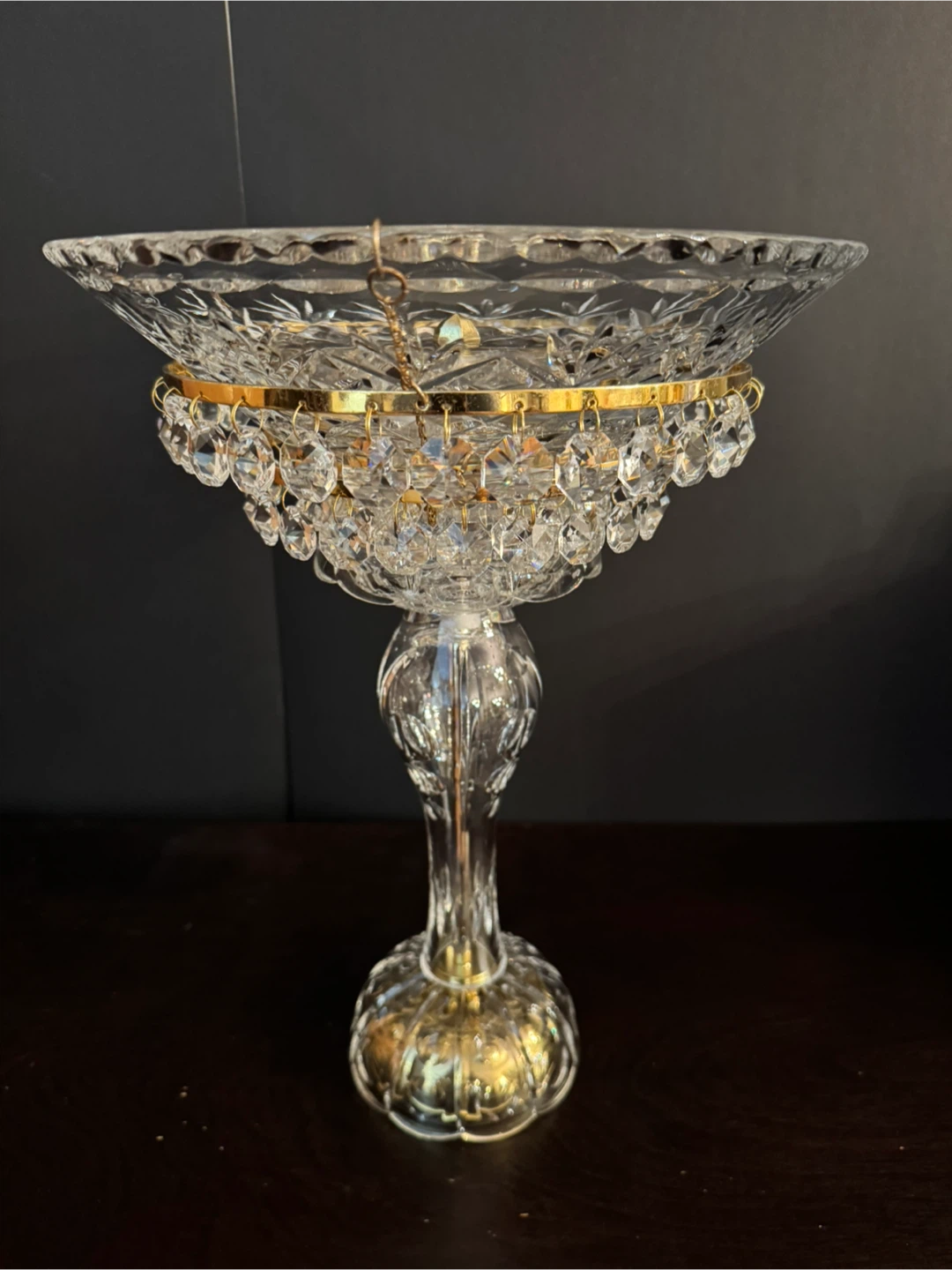 Crystal and Gold Footed Decorative Bowl