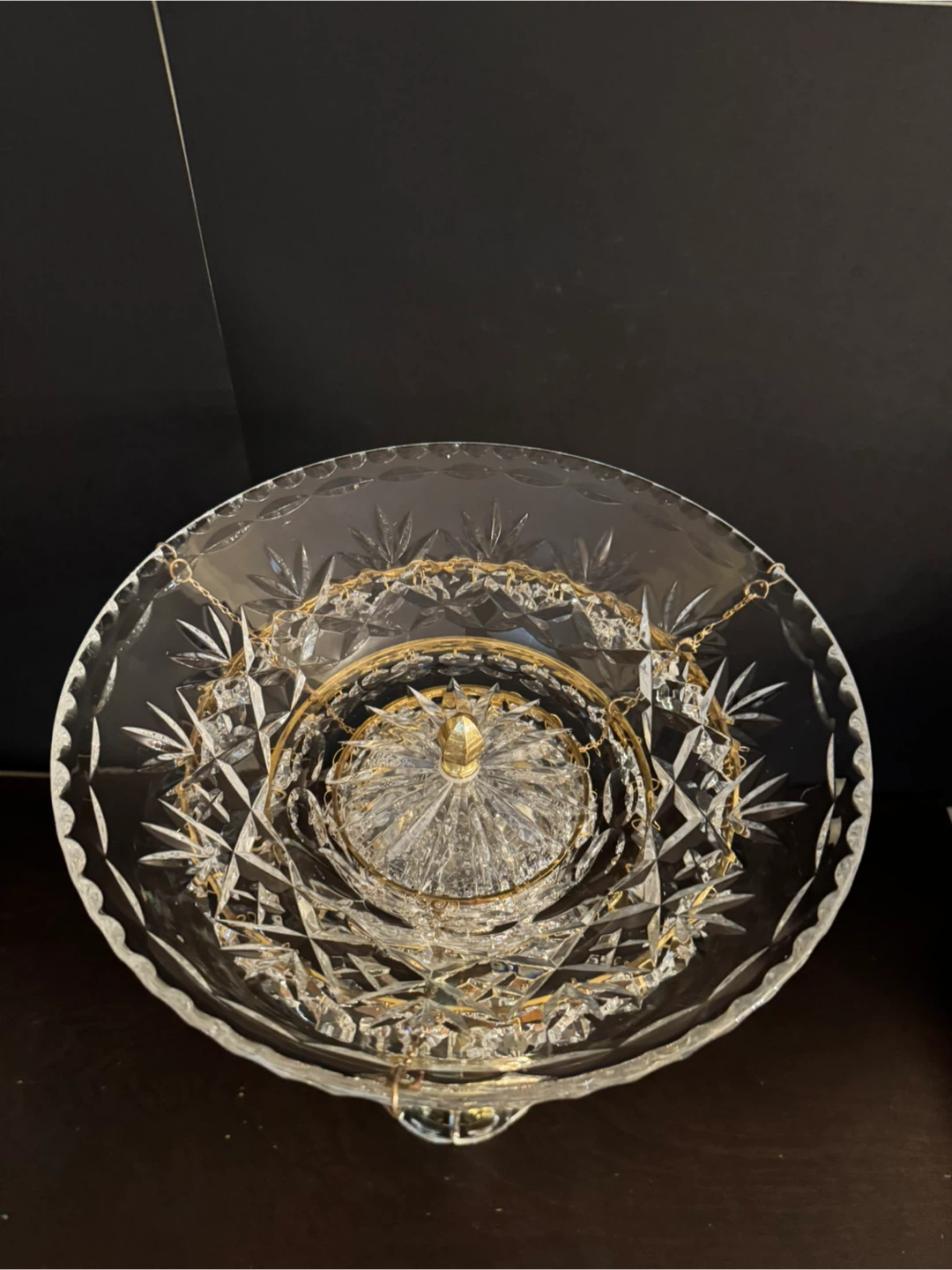 Crystal and Gold Footed Decorative Bowl - photo 2