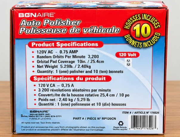 NEW Bonaire 10” Auto Polisher – 10 Bonnets Included – 120V - photo 4