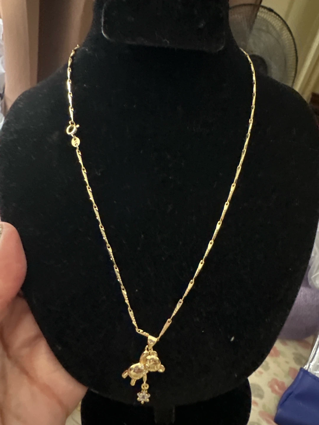 Gold Tone Bear Pendant Necklace