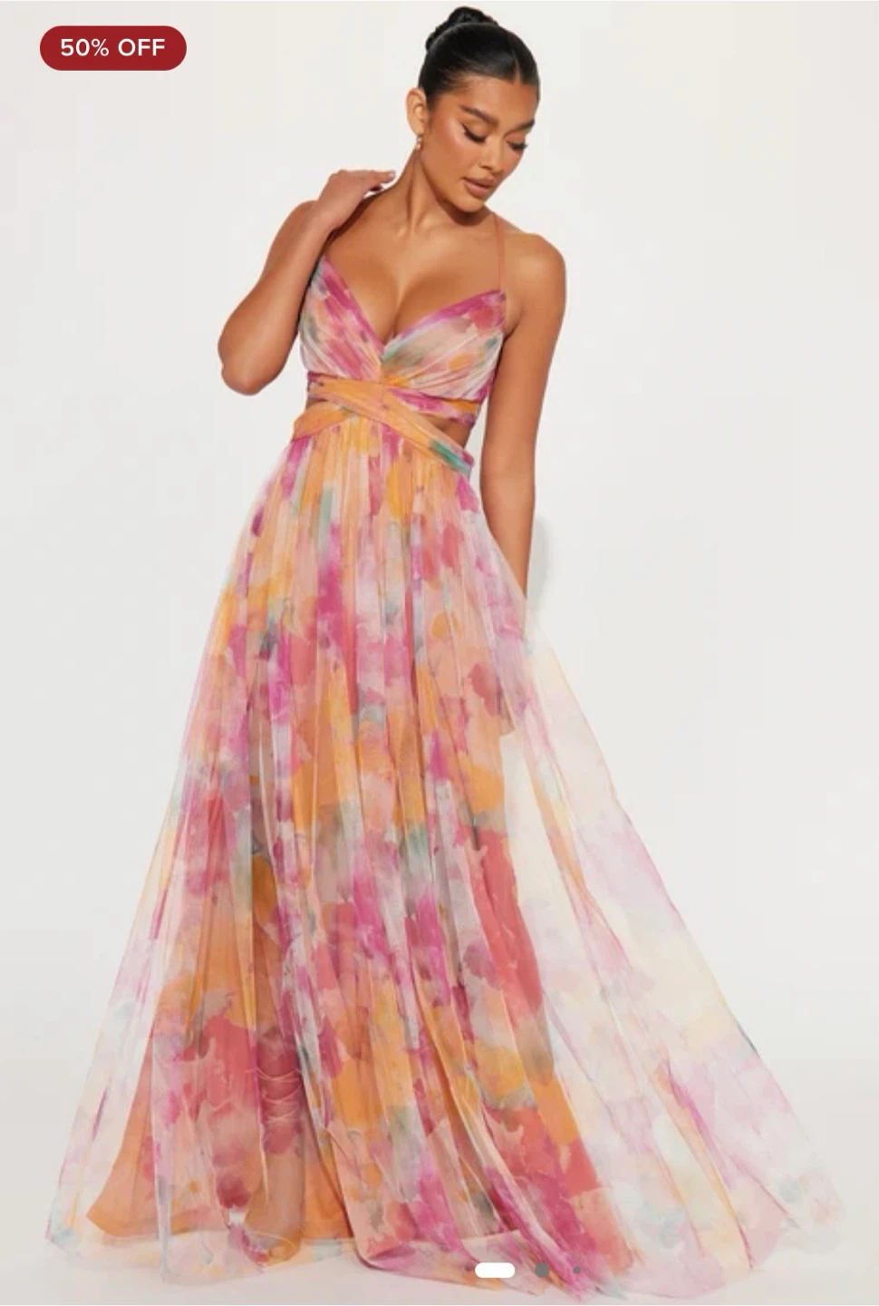 PrettyLittleThing Multi-Coloured Tulle Maxi Dress