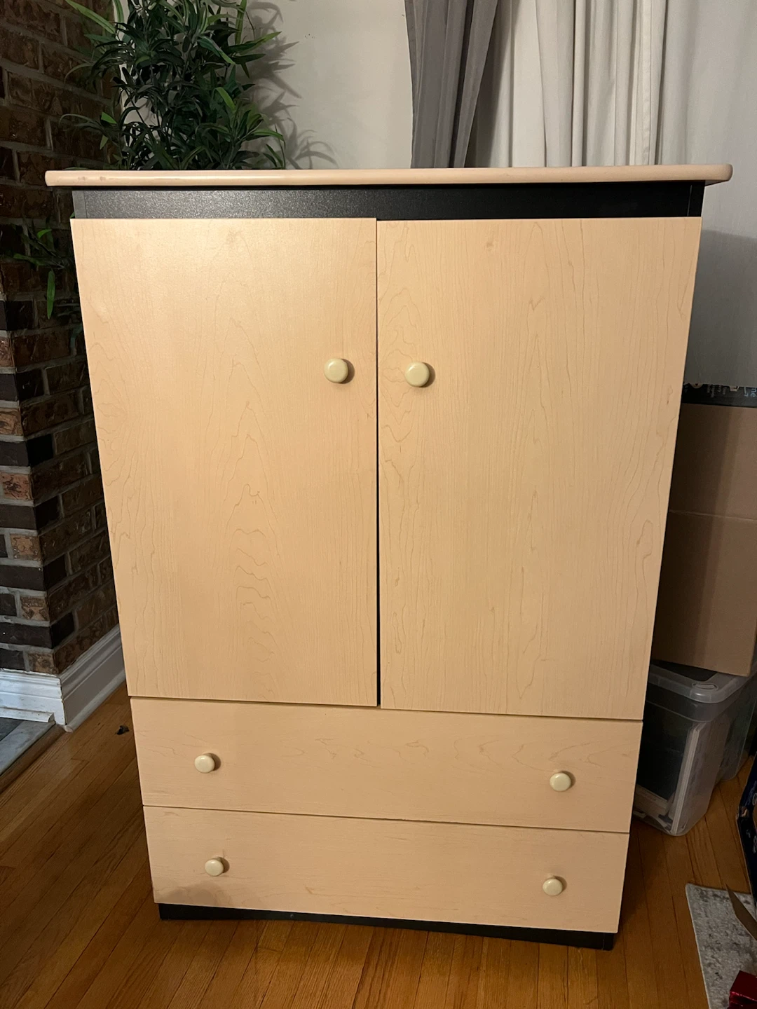 Light Wood Armoire with Two Drawers