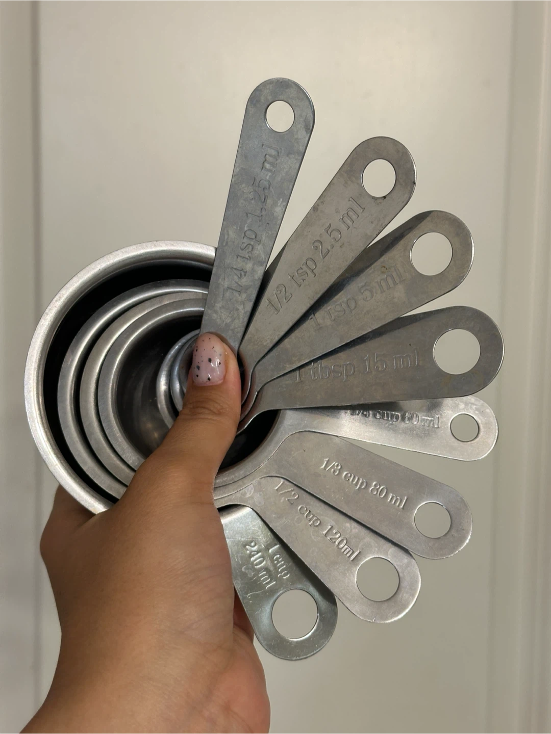 Stainless Steel Measuring Cups & Spoons x8