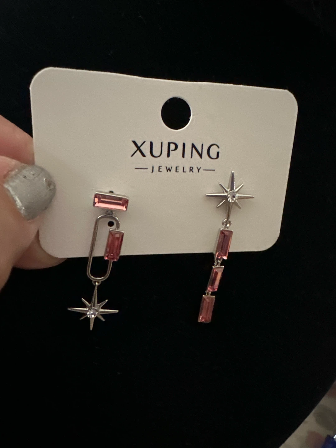 Asymmetrical Star and Baguette Stud Earrings
